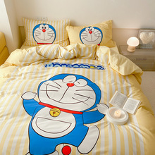 正版 哆啦A梦纯棉四件套 数码印花大版卡通床单被套三件套叮当猫