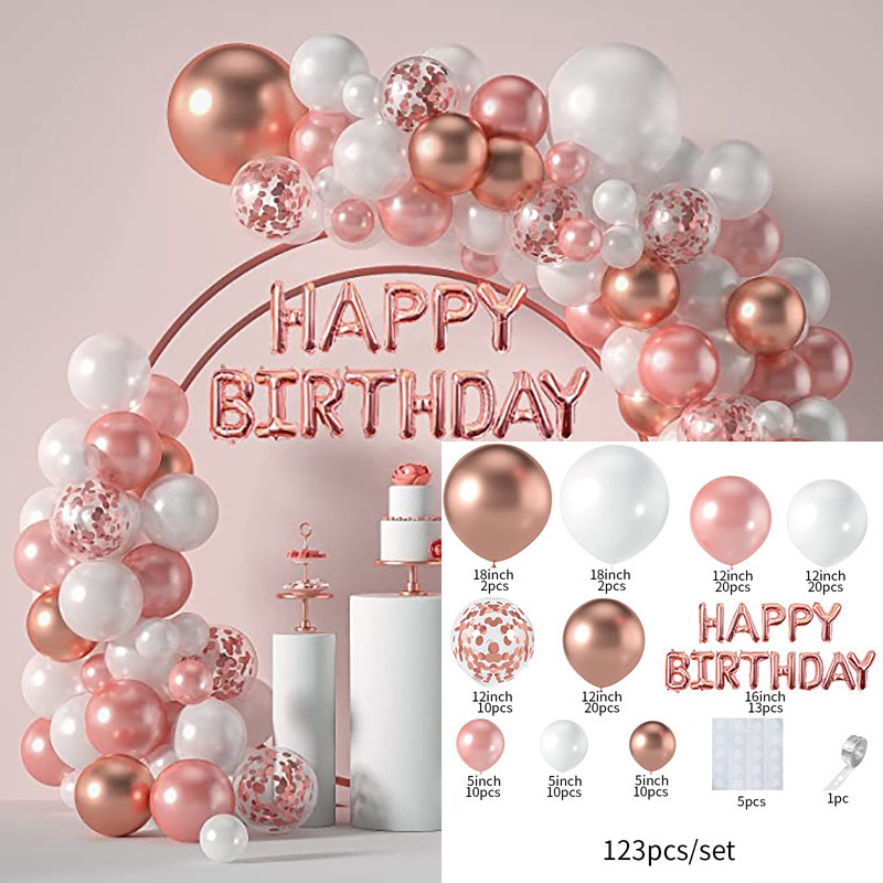 Amazon Birthday Party Rose Gold Balloon Chain Suit Cross-Border Combination Rubber Balloons Wedding Celebration Decoration Layout