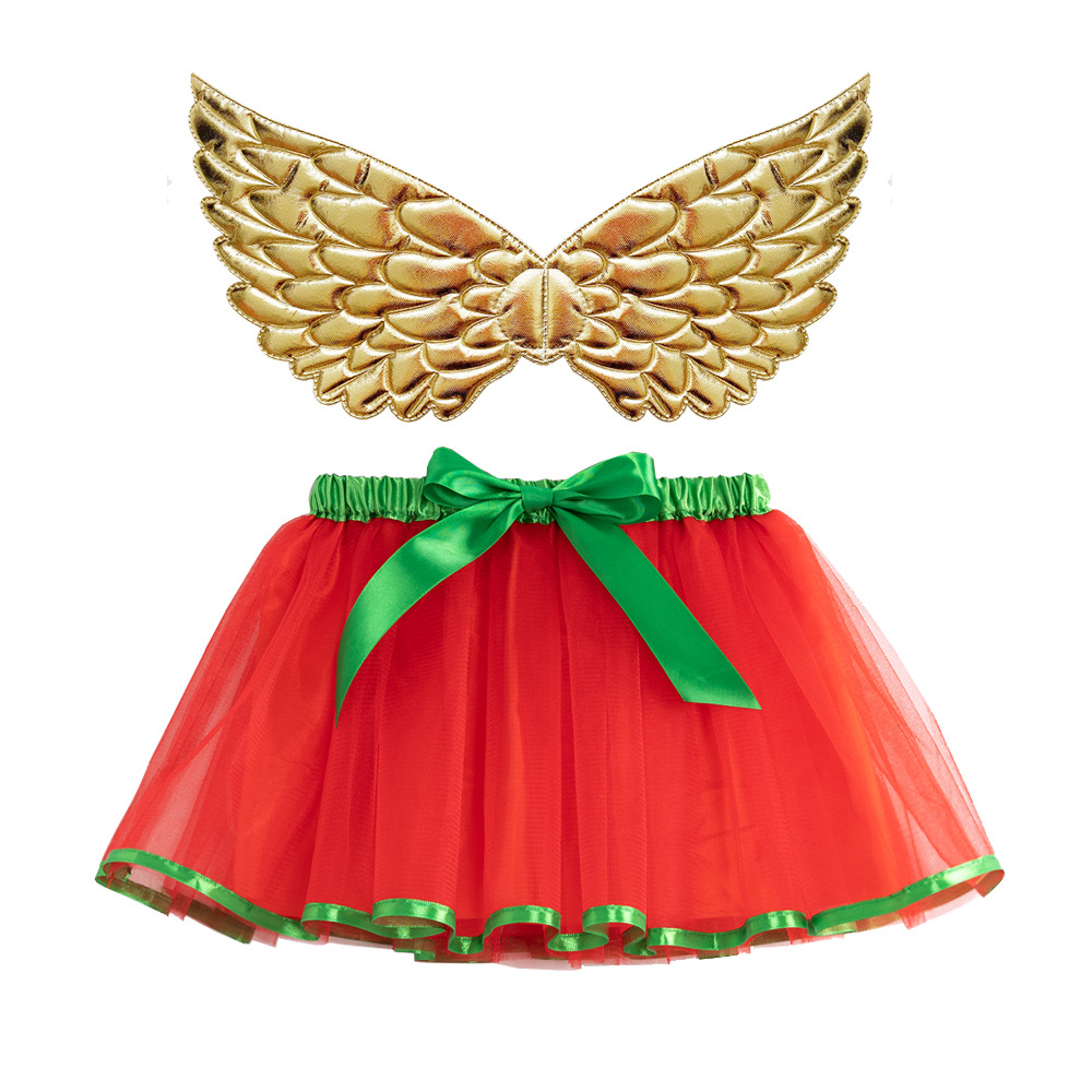 2024新款圣诞节女童tutu裙红绿短裙带翅膀cosplay裙子跨境-阿里巴巴
