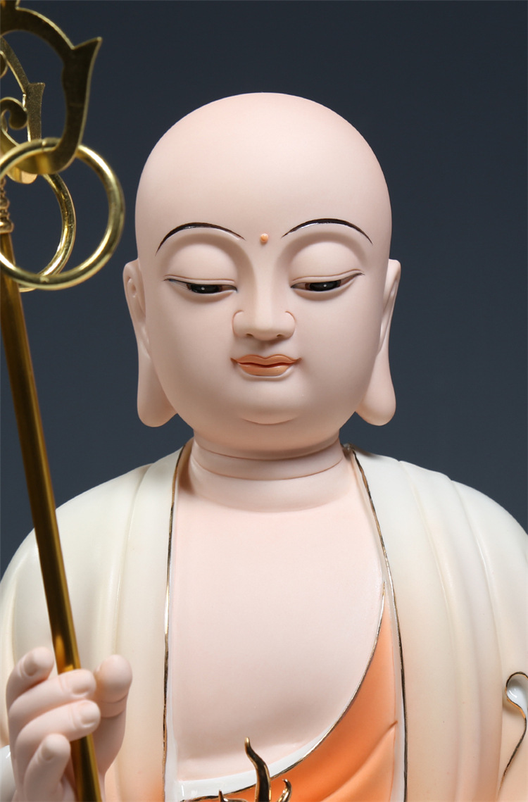 上美18吋21吋立莲娑婆三圣供奉地藏佛像地藏王菩萨像脸陶瓷摆件