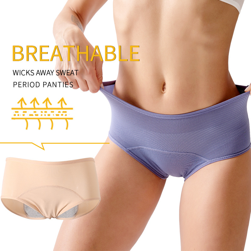 Large Size Foreign Trade Menstrual Panties Front and Rear Leak-Proof Menstrual Period Large Size Sanitary Pads Sanitary Panty Breathable Mid-High Waist Underwear for Women