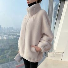 韩版宽松羊羔毛外套女立领皮毛一体冬季新款高级感甜美风羊绒棉衣