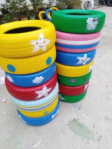 废旧轮胎创意 纯色轮胎彩绘装 废旧轮胎工艺品 轮胎景观艺术装饰