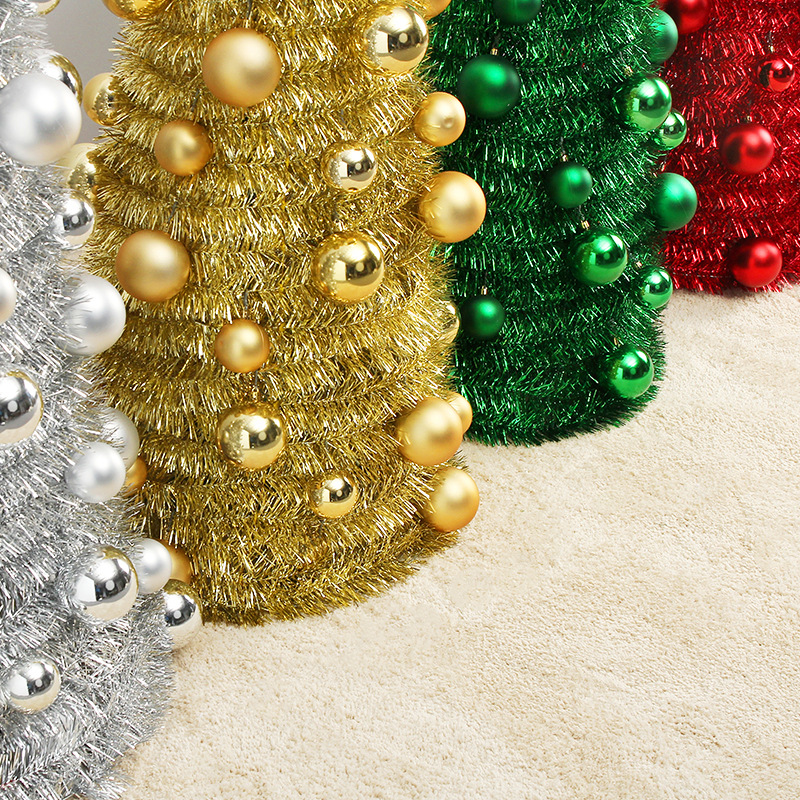 Cross-Border New Christmas Decorations Hanging Ball Folding Wool Tops Christmas Tree Set Christmas Decoration Ornaments