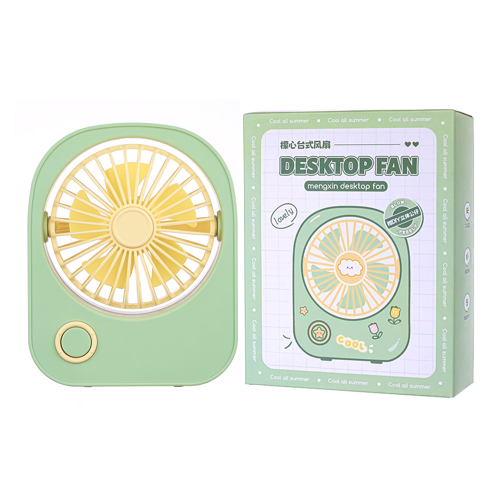 New Desktop Small Fan Usb Rechargeable Portable Student Cute Diy Patch Girl Heart Mini Desktop Electric Fan