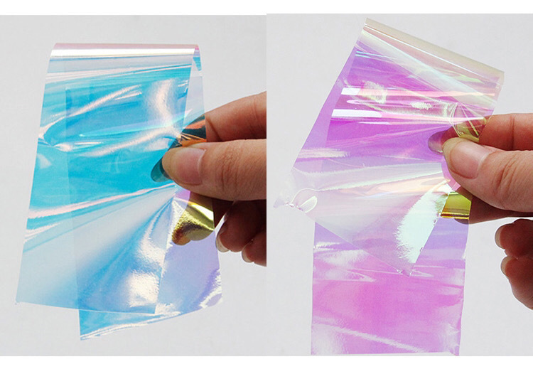 美甲贴纸批发玻璃纸七彩镭射光糖果饰品星空网红指甲批发