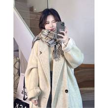 燕麦色呢子大衣女2023秋冬季新款韩系高级感小个子加厚羊毛呢外套