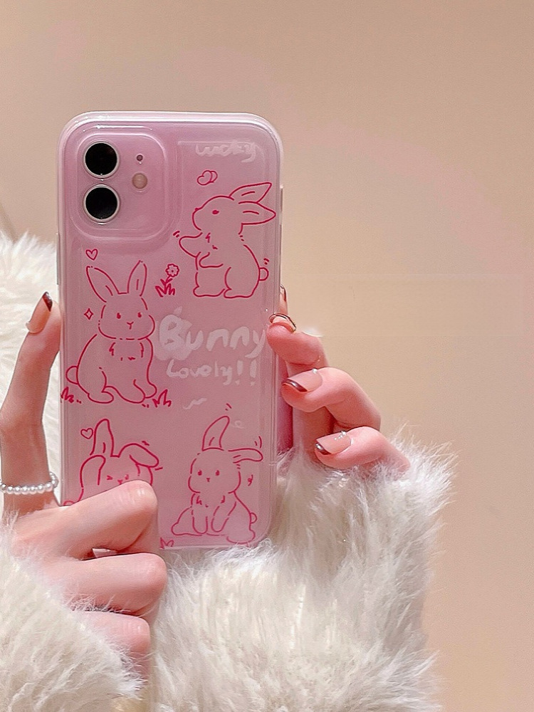 粉色可爱兔子适用iphone14promax手机壳超萌苹果13新款12少女心11