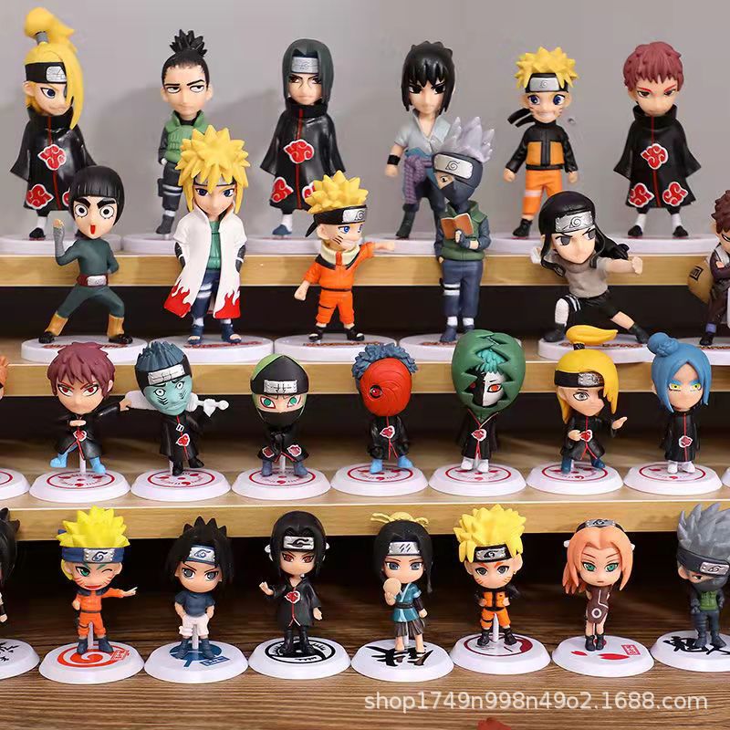 naruto hand-made blind box full set of doll q version naruto sasuke kakashi i love robacho organization ornaments