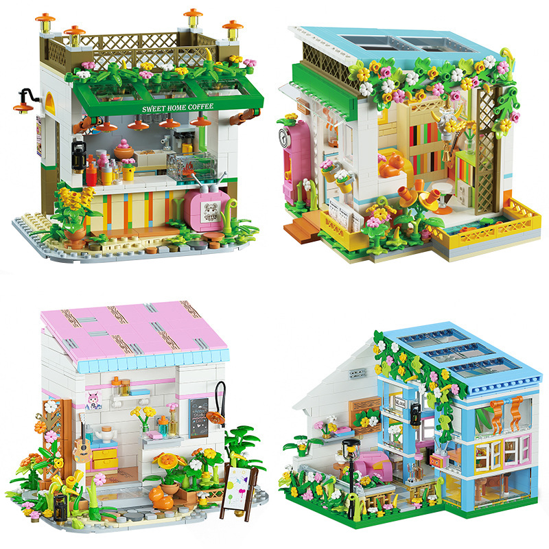 Mini City Street View Building Fairy Tale Town Sunshine Room Compatible with Lego Building Blocks Educational Assembled Toys Decoration Gift