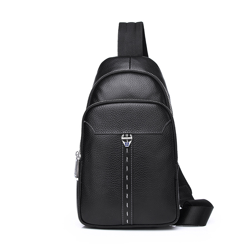 新款男士胸包通勤时尚真皮男式小挎包潮牌大容量斜挎包男款休闲