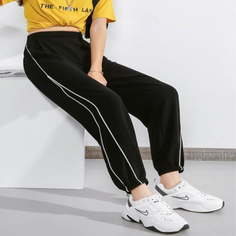 大码运动裤女装2024春夏哈伦裤灯笼裤胖mm弹力宽松显瘦休闲女裤子