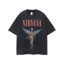 Nirvana乐队摇滚涅槃Cobain科特 柯本做旧水洗复古蜡染宽松T恤