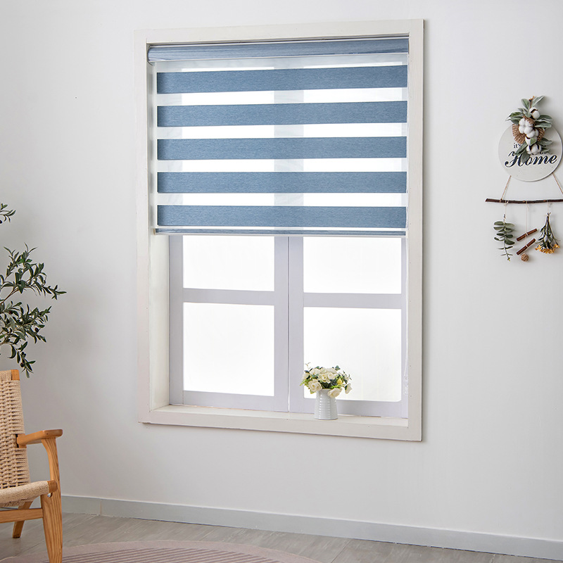 Soft Gauze Shutter Double-Layer Full Shading Household Bedroom Living Room Sun-Proof Lifting Louver Curtain Curtain