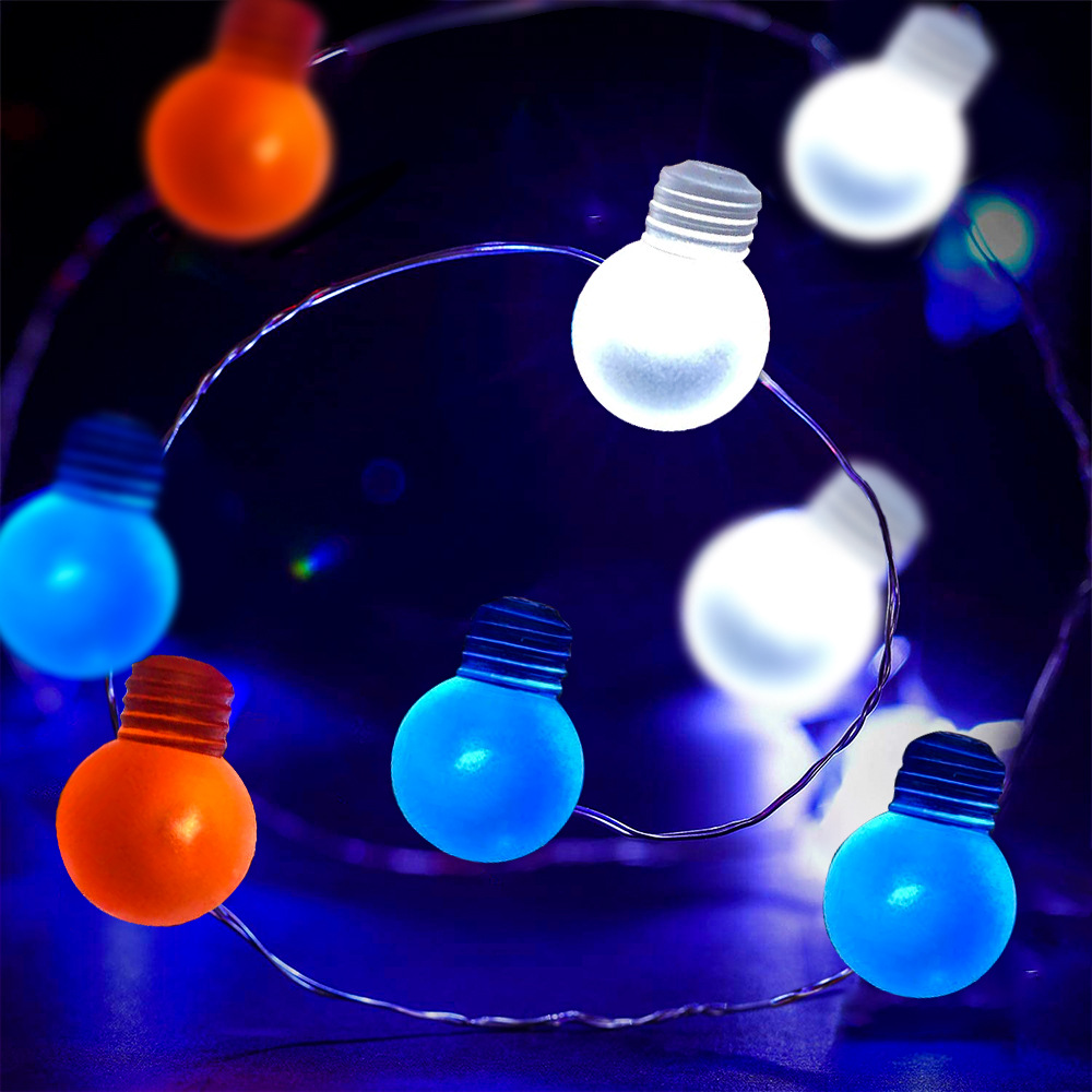 美国独立日新品红蓝白三色球泡灯亚马逊热销三色灯泡国旗星星灯