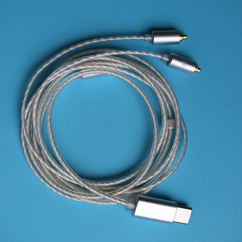 镀银线mmcx插拔type-c耳机线 diy耳机升级线
