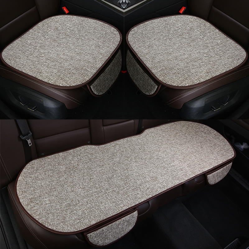 Car Cushion Single Piece Suitable for All Seasons Car Cushion Breathable Ice Silk Seat Cushion Summer Rear Linen Car Saddle Cover
