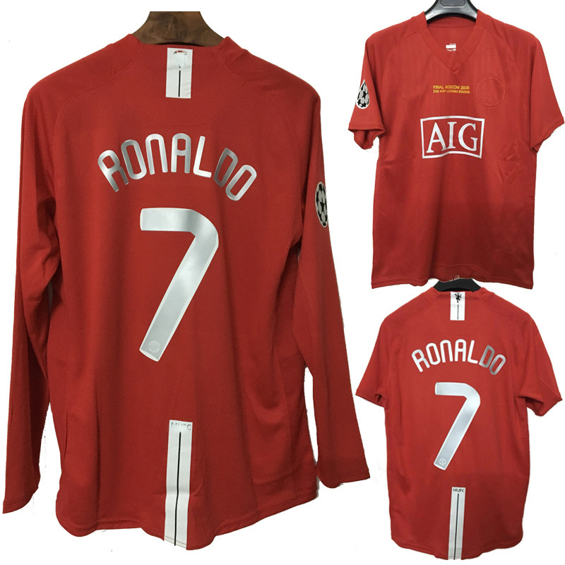 曼联复古0708赛季欧冠决赛球衣7号c罗10号鲁尼长短袖足球队服足球