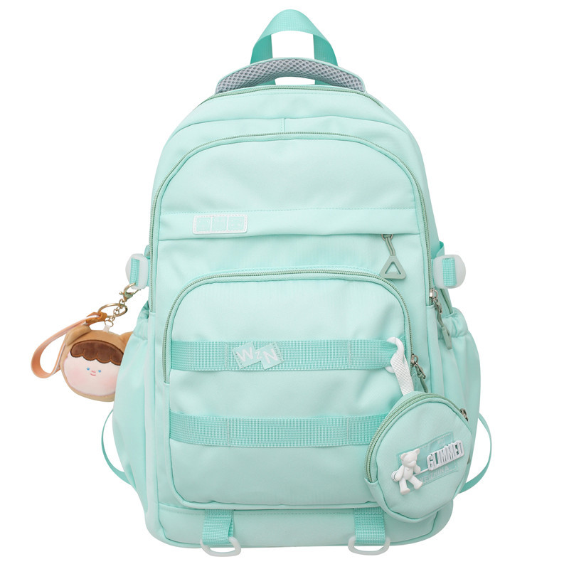 Partysu Backpack 2023 New Trend Leisure Middle School Student Schoolbag Mori Style University Style Solid Color Backpack Wholesale