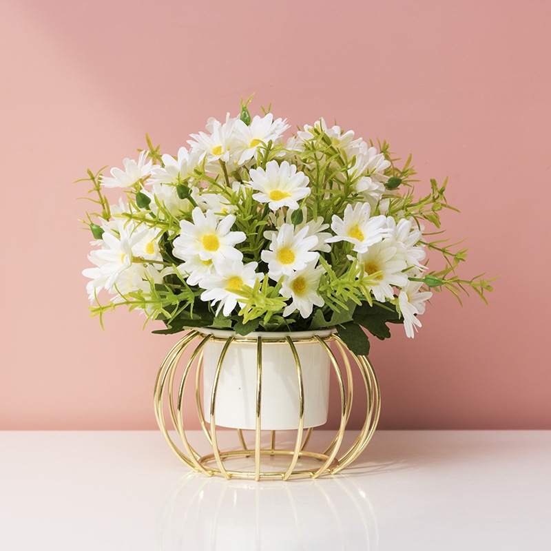 轻奢假花雏菊小摆件塑料花客厅玄关酒柜花装饰摆设餐桌花摆花