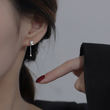新款S925纯银长款流苏蝴蝶耳钉小众时尚气质高级感耳线耳饰品女