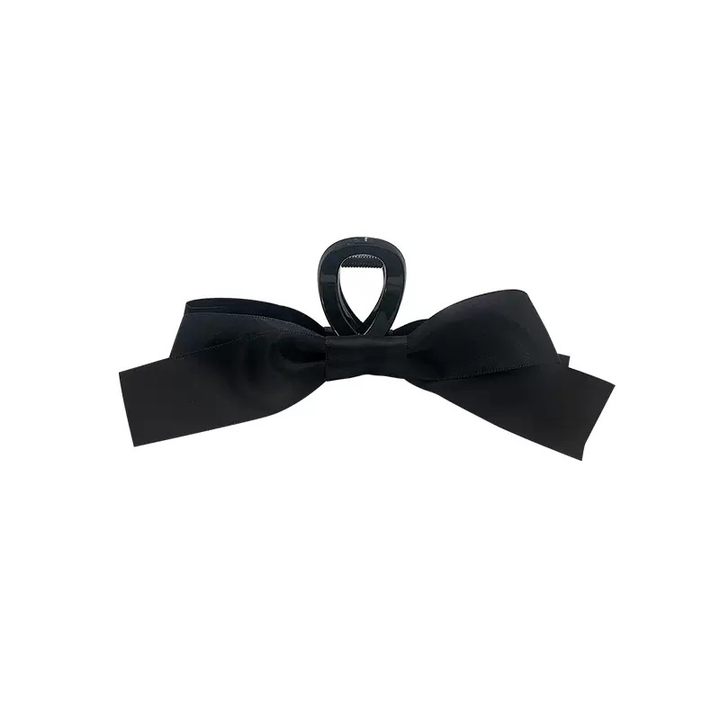 Hepburn Wind Black Double-Sided Bow Claw Clip Women's Large High-Grade Barrettes Updo Back Head Shark Clip Headdress