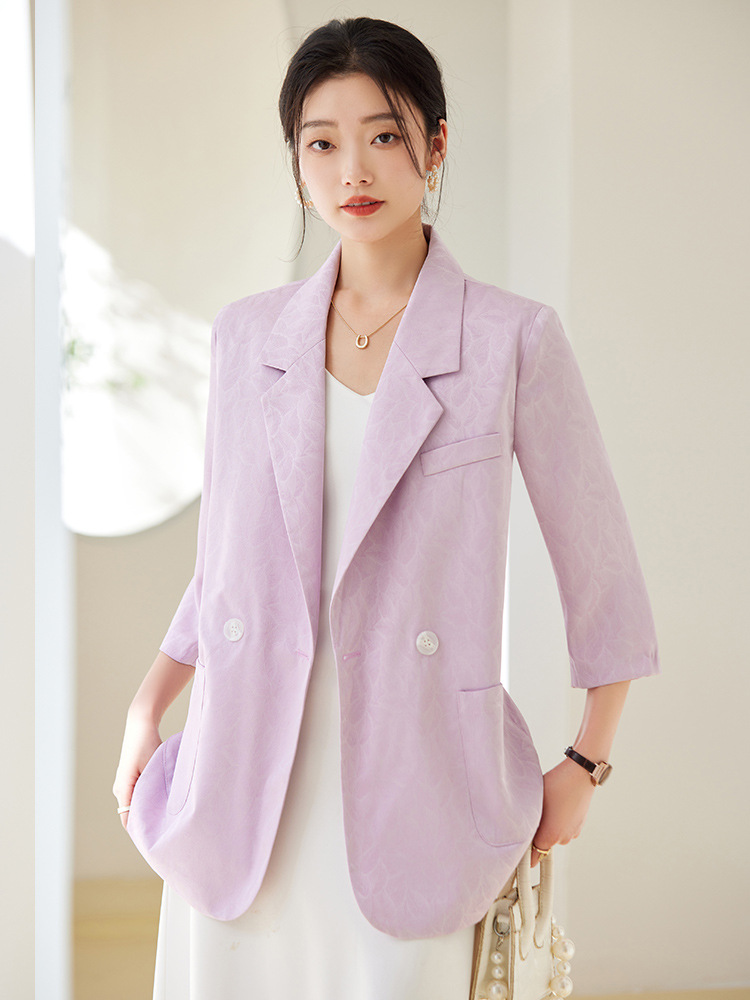 工厂货源职业女装七分袖休闲西装外套女2024新通勤白领工作服西装