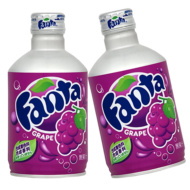 日本进口饮料可口可乐fanta芬达子弹头葡萄味铝罐装收藏版300ml