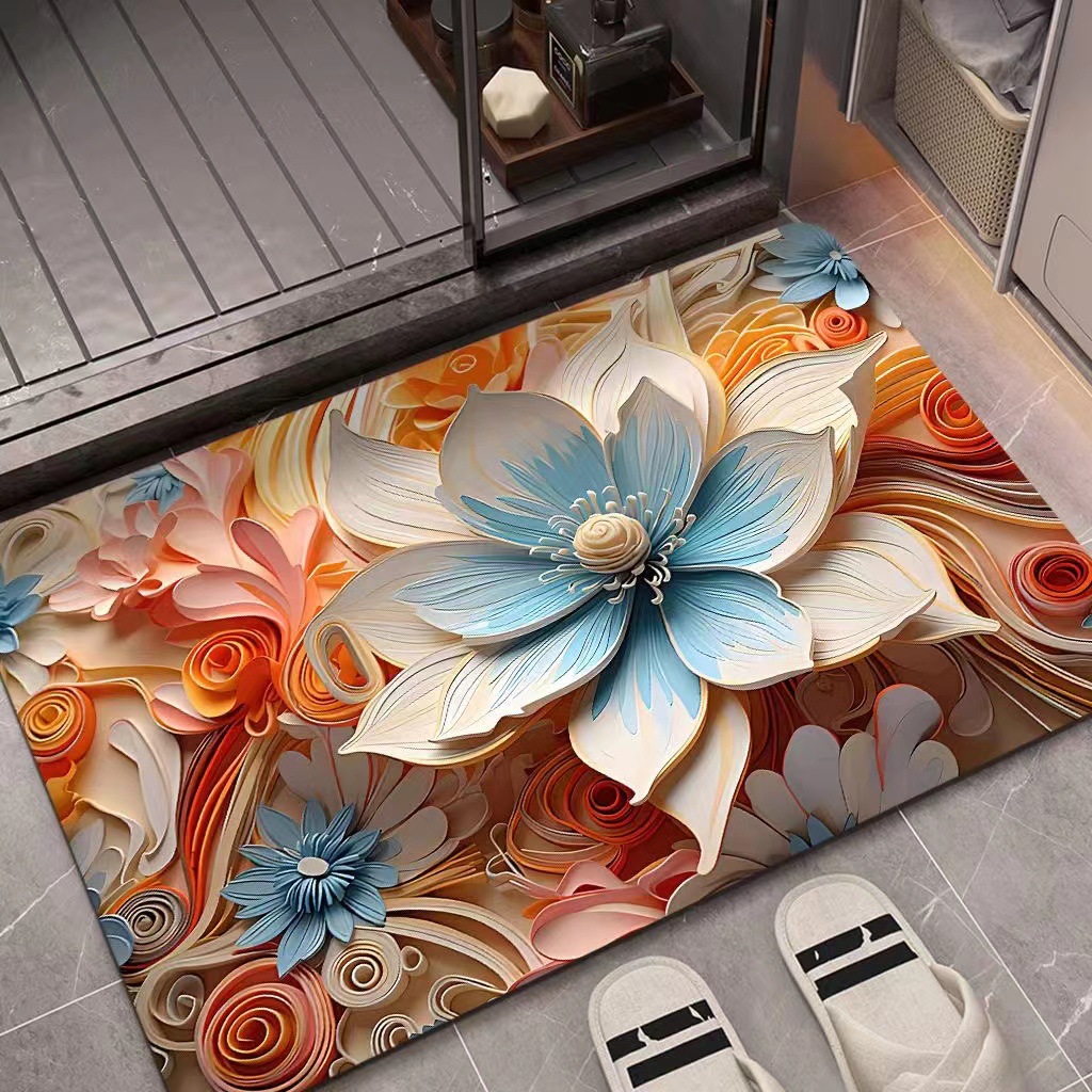 3d Oil Painting Diatom Ooze Absorbent Floor Mat Non-Slip Floor Mat Bathroom Door Quick-Drying Bathroom Carpet Bathroom Step Mat