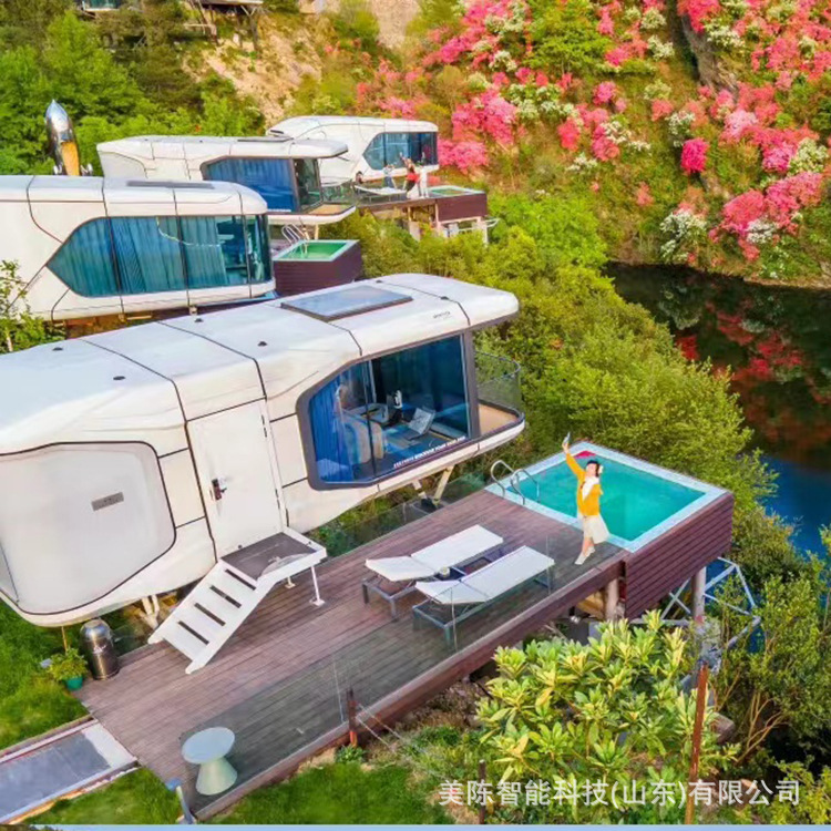 网红钢结构太空舱民宿 创意酒店科技风方舱 新型度假村营宿房制作