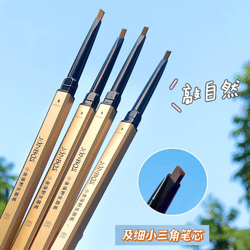 Jiao Bo Si Jonbos Small Gold Chopsticks Wild Eyebrow Pencil Waterproof Discoloration Resistant Automatic Rotating Ultra-Fine Triangle Eyebrow Pencil