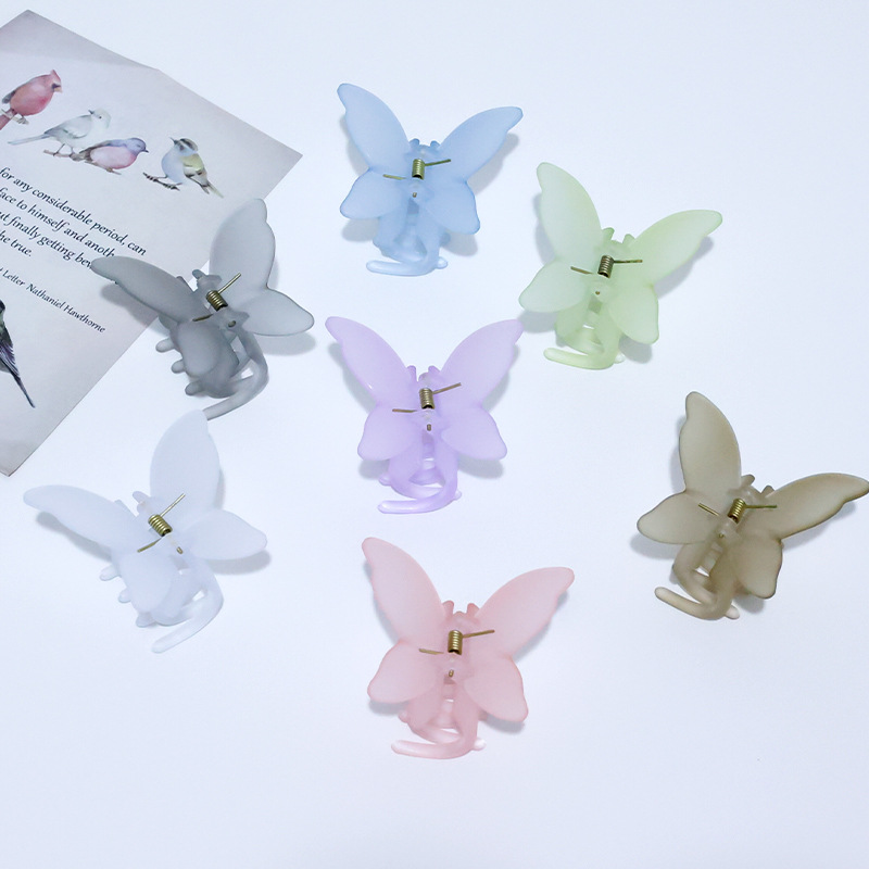 Transparent Butterfly Grip Plastic Shark Clip High Sense Barrettes Fresh Mori Hair Accessories Frosted Big Hair Claws Grip Wholesale