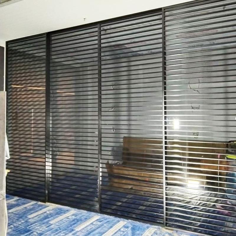 厨房格栅隔断门钛镁合金窄边门单边玻璃门卫生间细边框移门定 制