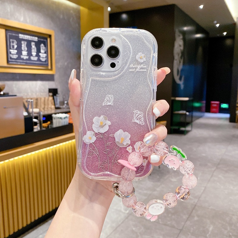 小清新适用OPPO A60手机壳白色蝴蝶花朵Reno13F透明闪粉创意女款