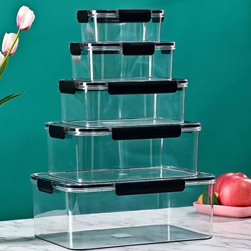 高透明pet食品级密封保鲜盒冰箱冷藏长方形厨房加厚收纳盒储物盒