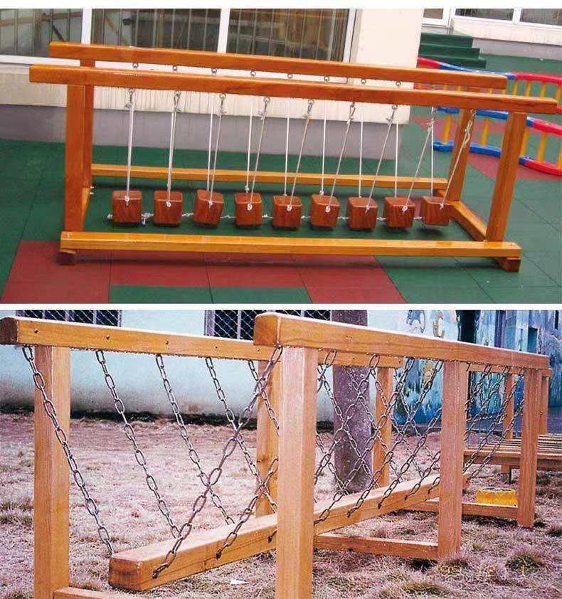 幼儿园户外运动木质荡桥体能感统训练器材平衡木儿童公园独木桥