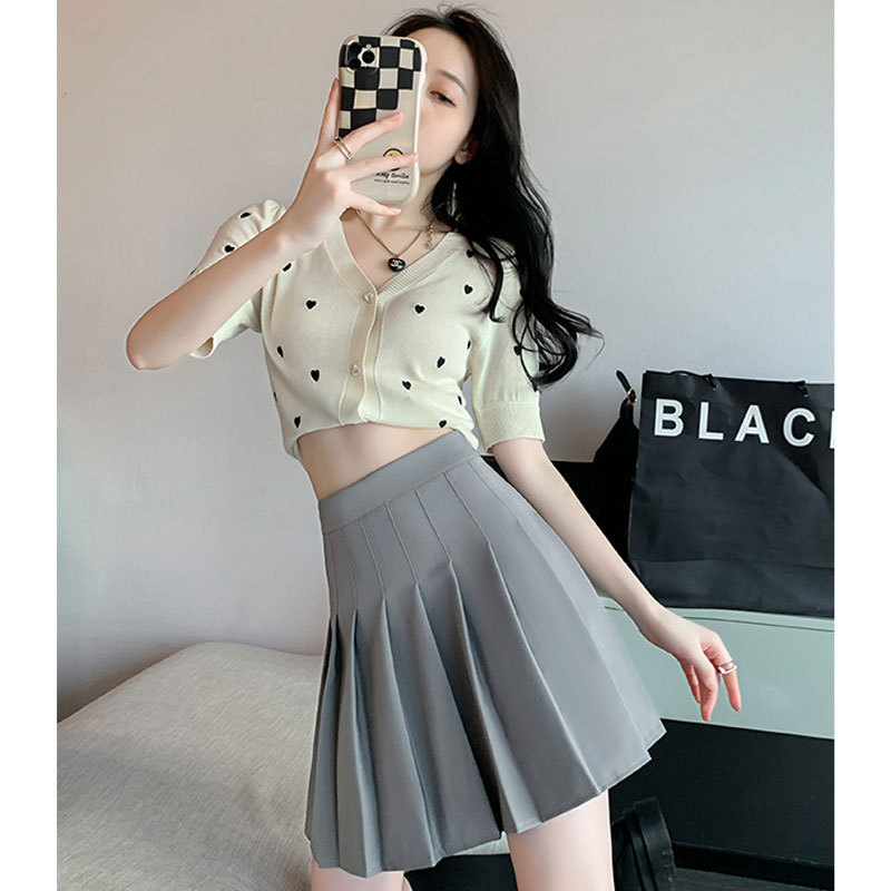 Khaki Pleated Skirt Women's High Waist Slimming 2023 Spring and Summer New Super-Hot Skirt Jk Skirt A- line Skirt Skirt