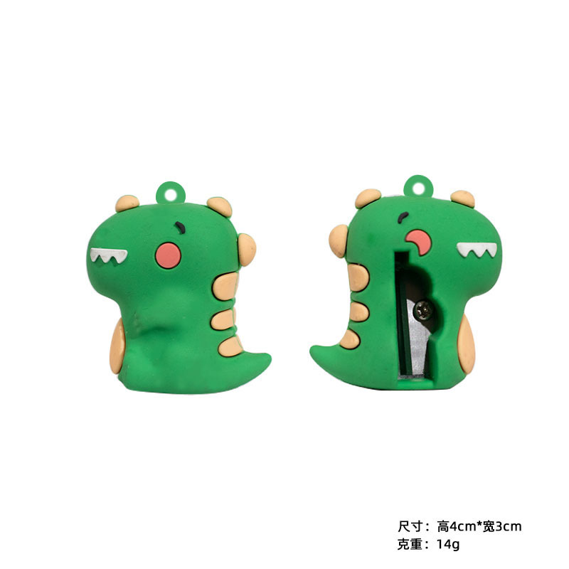 PVC Soft Rubber Cute Pencil Sharpener Student Carrying Case Mini Silicone Pencil Sharpener Dinosaur Pencil Sharpener Wholesale