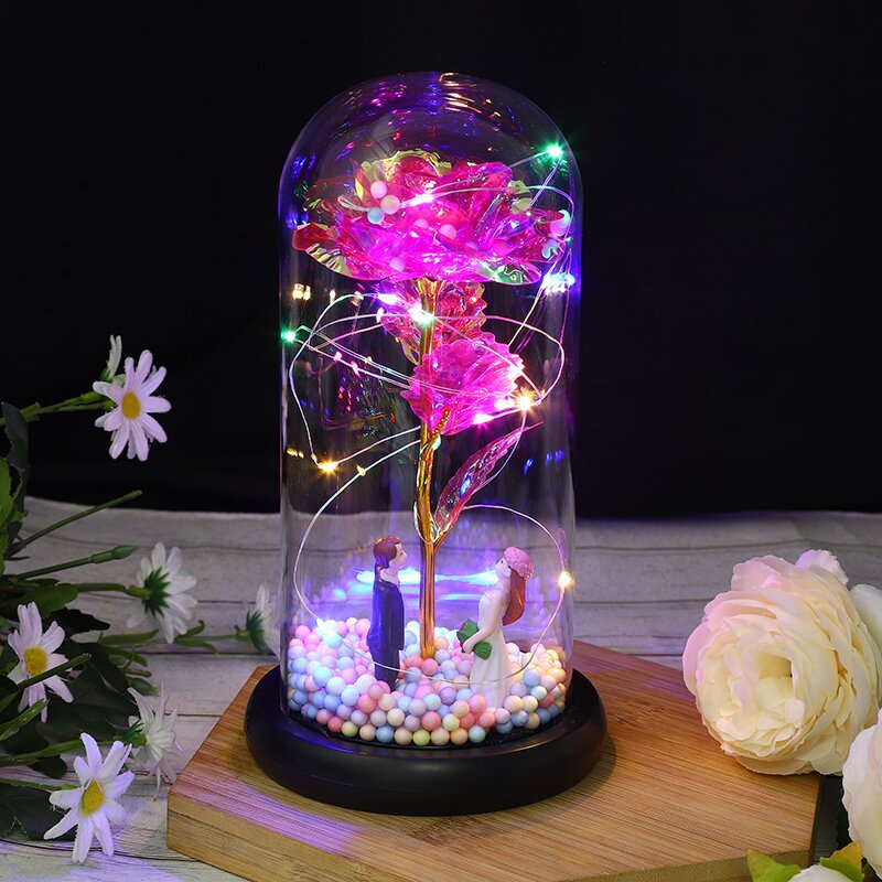 Glass Lampshade Eternal Flower Rose Factory Hot Selling Valentine's Day Chinese Valentine's Day Crafts Creative Gift Ornaments