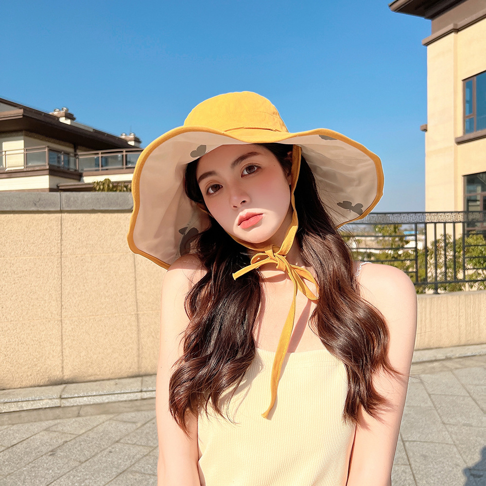 0万顶明星同款帽子女士韩版大檐毛边透气草帽夏季遮阳防晒渔夫帽沙滩