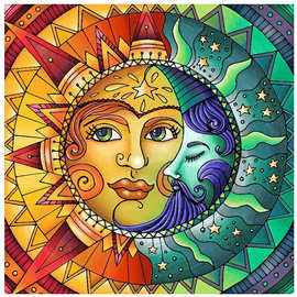 5d钻石画太阳女神diy满钻圆钻太阳月脸亮脸钻石绣家居装饰画30*30