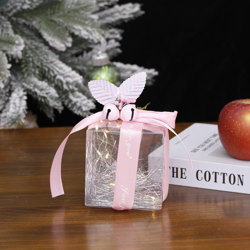 圣诞节礼物新年平安夜苹果包装盒DIY礼物盒透明苹果糖果带灯