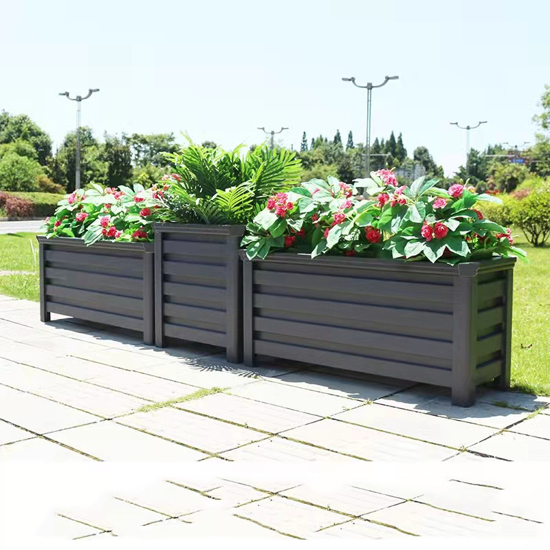 户外花箱护栏组合道路花箱景观防腐木花箱护栏组合塑木花箱护栏