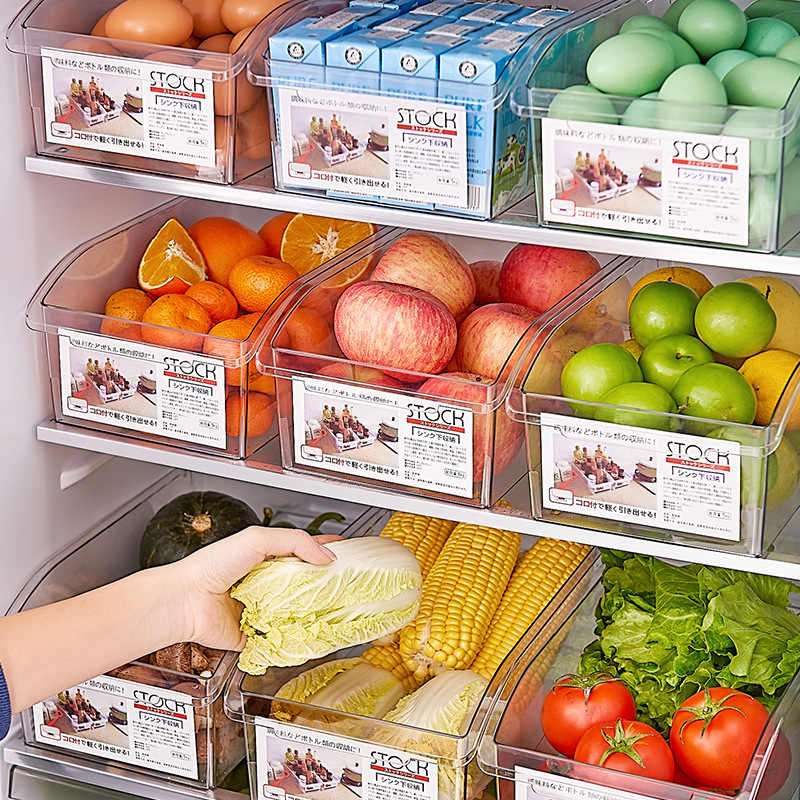 Refrigerator Fresh Plastic Transparent Storage Box Kitchen Fruits and Vegetables Storage Box Drawer Food Egg Storage Box 0714