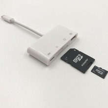 新品新款适用于苹果手机四合一读卡器支持SD TF内存卡OTG充电功能