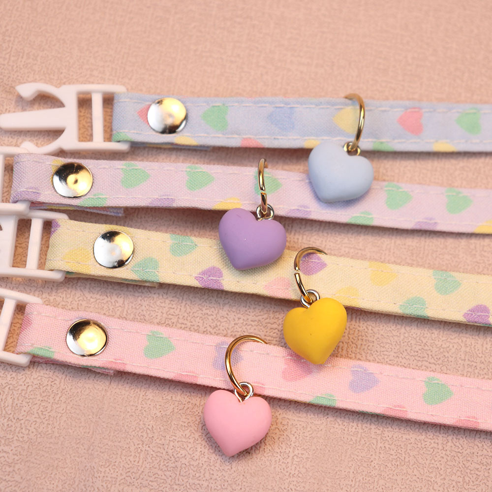 New Pet Collar Cute Love Bell Accessories Cat Collar Small and Medium-Sized Dogs Adjustable Dog Harness Cross-Border