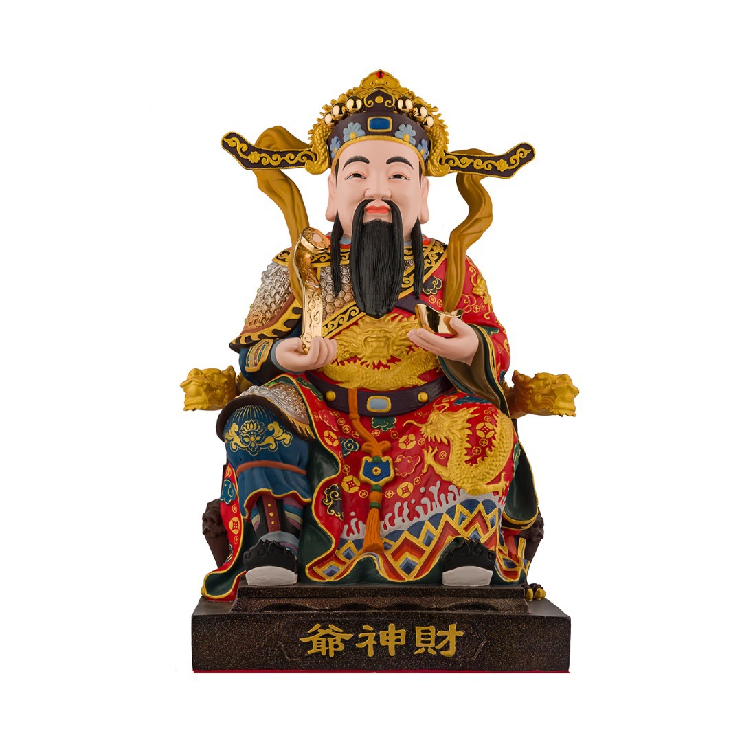 台湾盛凡铜鎏金碌财神神像批发铜摆件家居摆件道教黄铜铜器铜工艺