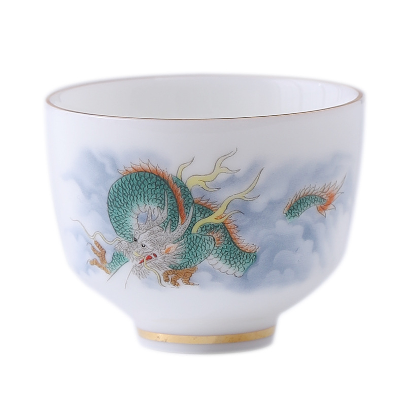 Dehua Ceramic White Jade Tea Cup Kung Fu Tea Set White Porcelain Tea Bowl Master Cup Single Cup Hand Gift Can Be Customized
