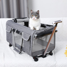 宠物包超大新款猫包透气外出便携宠物拉杆箱猫咪狗狗可折叠拉杆包
