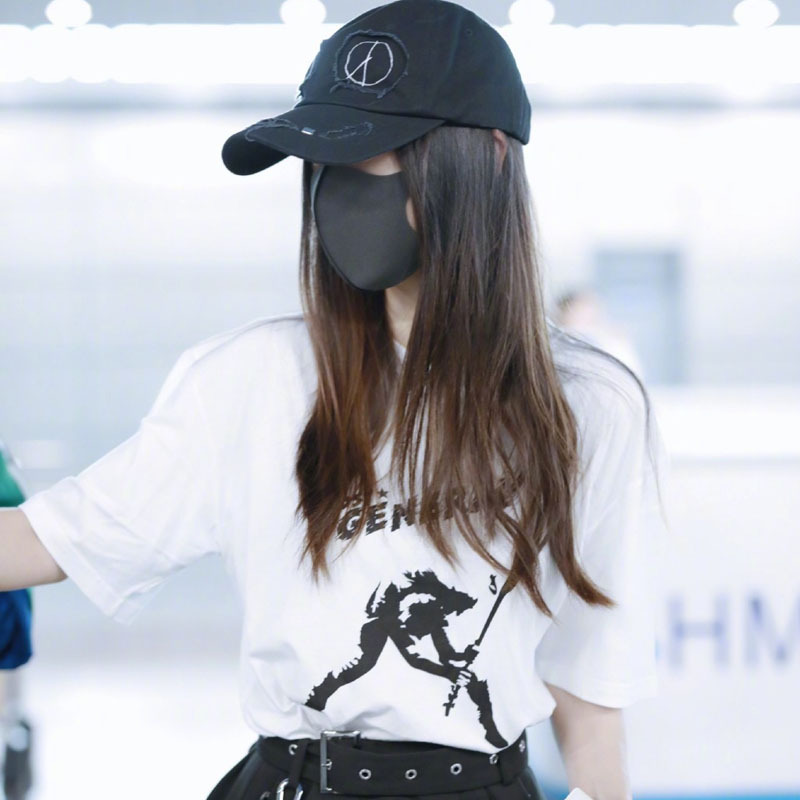 杨颖baby同款白色短袖t恤女2022夏季新款时尚印花宽松上衣ins潮牌